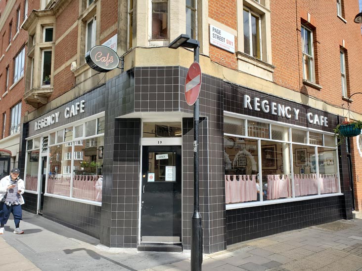 Regency Cafe, 17-19 Regency Street, Westminster, London, England, April 12, 2023