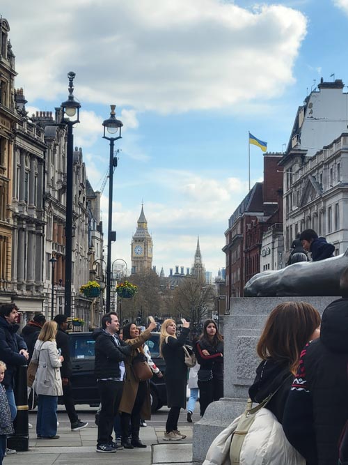 Looking South Down Whitehall Toward Big Ben From Trafalgar Square, Westminster, London, England, April 8, 2023