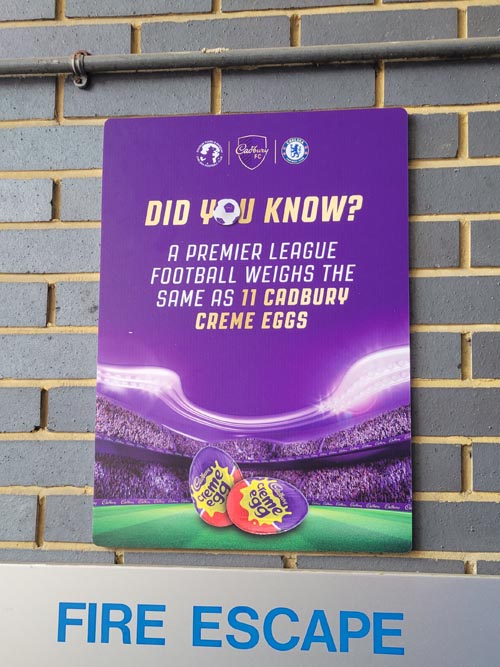 Cadbury Did You Know? Sign Shed Entrance, Stamford Bridge Stadium Tour, Fulham, London, England, April 10, 2023