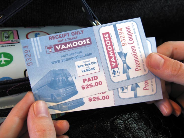 Vamoose Receipts, Vamoose Bus