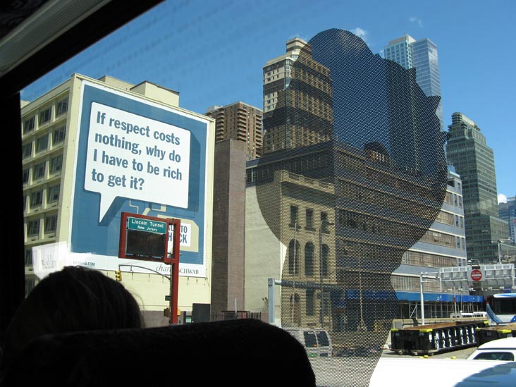 Tenth Avenue Near Lincoln Tunnel Entrance, Vamoose Bus