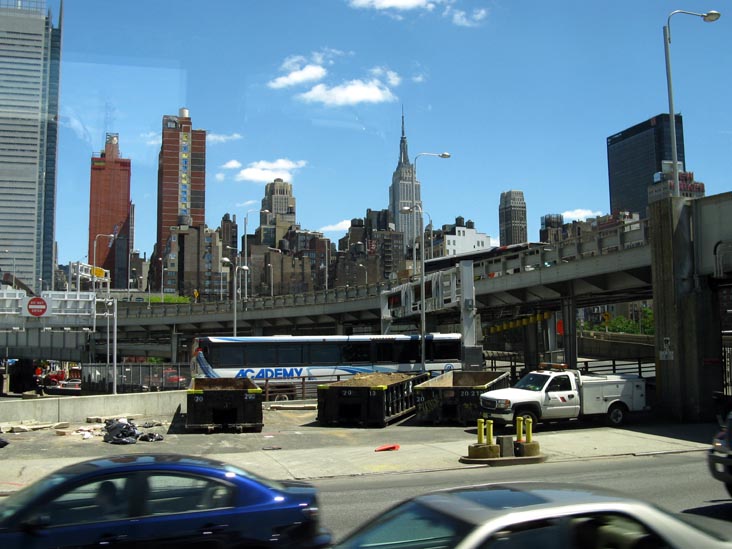 Tenth Avenue Near Lincoln Tunnel Entrance, Vamoose Bus