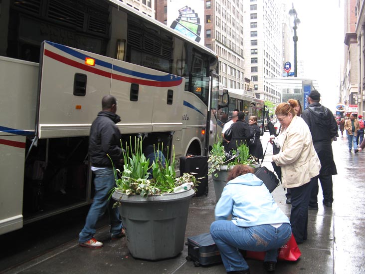 Vamoose Bus Stop, 31st Street and Seventh Avenue, SW Corner, Midtown Manhattan, May 3, 2009