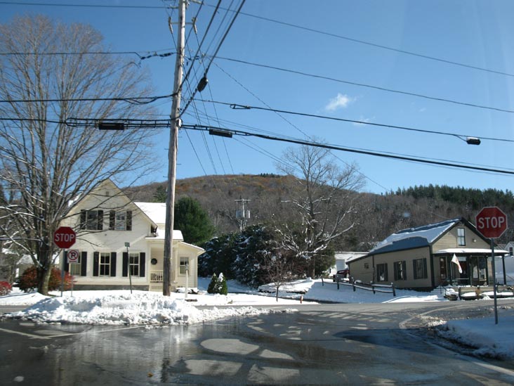 Lawrence Hill Road at Main Street, Weston, Vermont, October 30, 2011