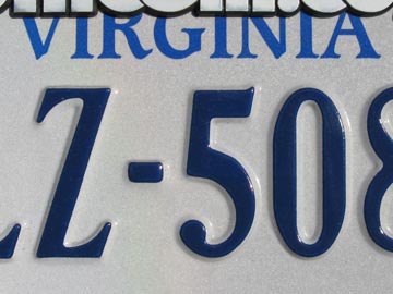 Virginia State License Plate