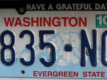 Washington State License Plate