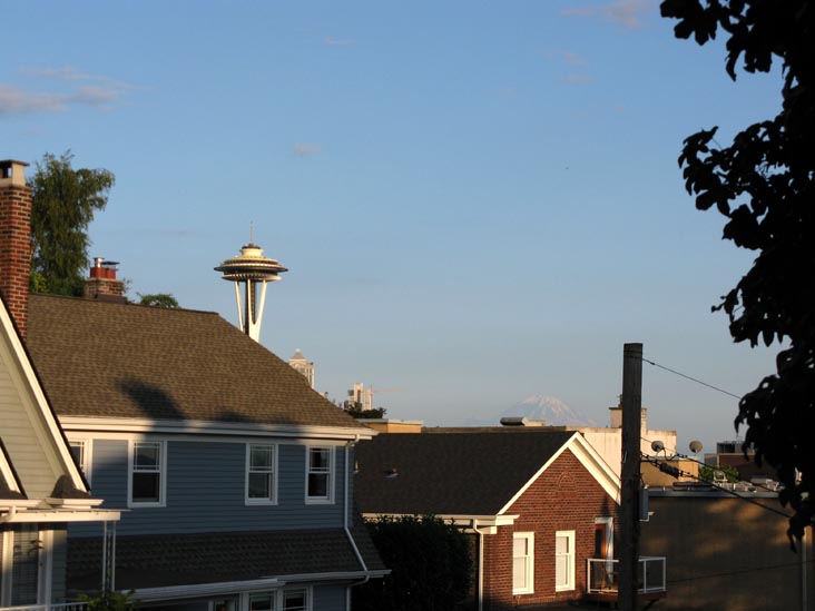Space Needle, Mount Rainier From Queen Anne, Seattle, Washington