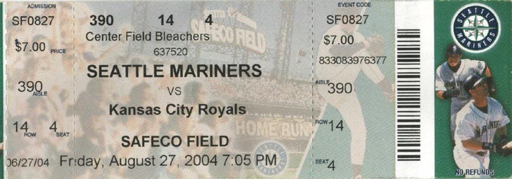 Seattle Mariners vs. Kansas City Royals, Safeco Field, Seattle, Washington, August 27, 2004
