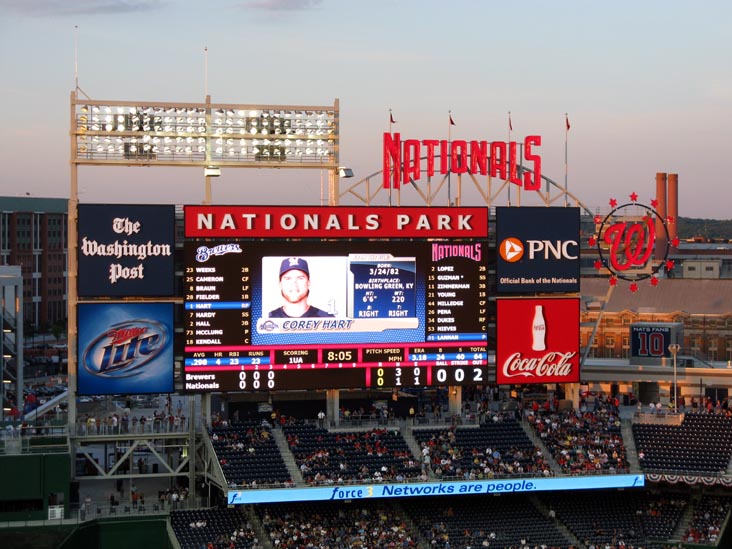 Scoreboard, Milwaukee Brewers vs. Washington Nationals, Nationals Park, Washington, D.C., May 24, 2008