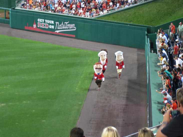 Presidents Race Presented By GEICO, Middle of Fourth Inning, View From Section 238, Arizona Diamondbacks vs. Washington Nationals, Nationals Park, Washington, D.C., August 14, 2010