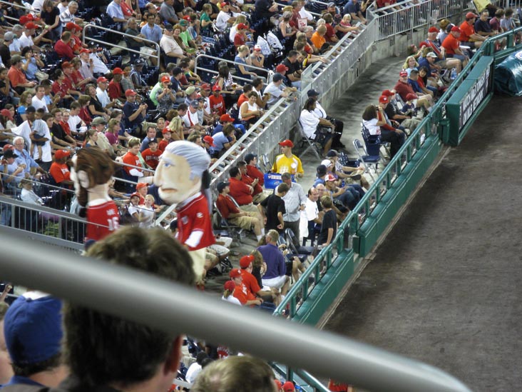 George Washington and Abe Lincoln President Mascots, View From Section 238, Arizona Diamondbacks vs. Washington Nationals, Nationals Park, Washington, D.C., August 14, 2010