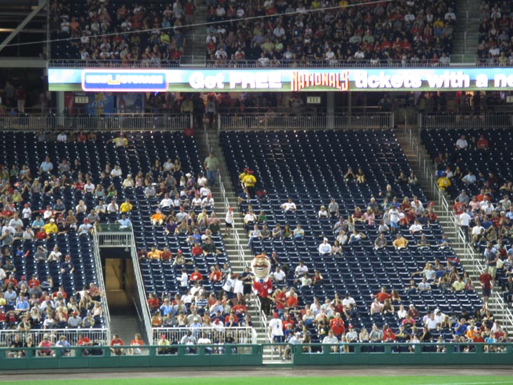 Teddy Roosevelt President Mascot, View From Section 238, Arizona Diamondbacks vs. Washington Nationals, Nationals Park, Washington, D.C., August 14, 2010