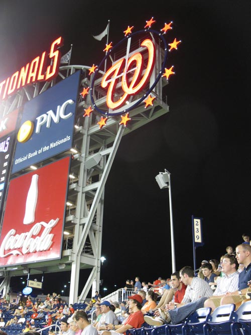 Outfield Scoreboard, View From Section 238, Arizona Diamondbacks vs. Washington Nationals, Nationals Park, Washington, D.C., August 14, 2010