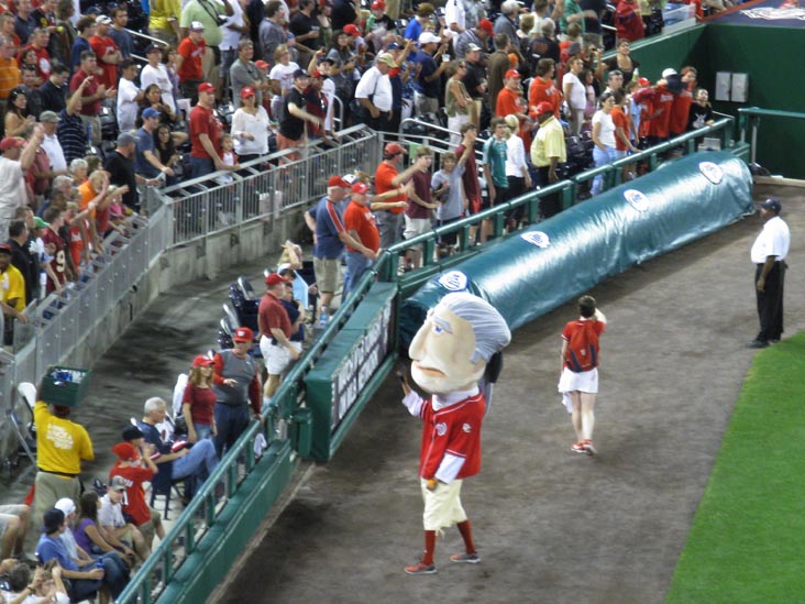 George Washington President Mascot, View From Section 238, Arizona Diamondbacks vs. Washington Nationals, Nationals Park, Washington, D.C., August 14, 2010