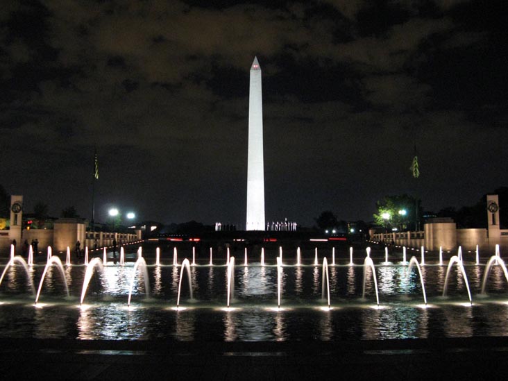 Plaza, Washington Monument From National World War II Memorial, National Mall, Washington, D.C.