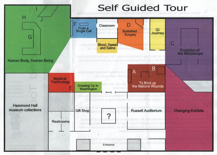 Self Guided Tour Map, National Museum of Health and Medicine, Walter Reed Army Medical Center, 6900 Georgia Avenue NW, Washington, D.C.