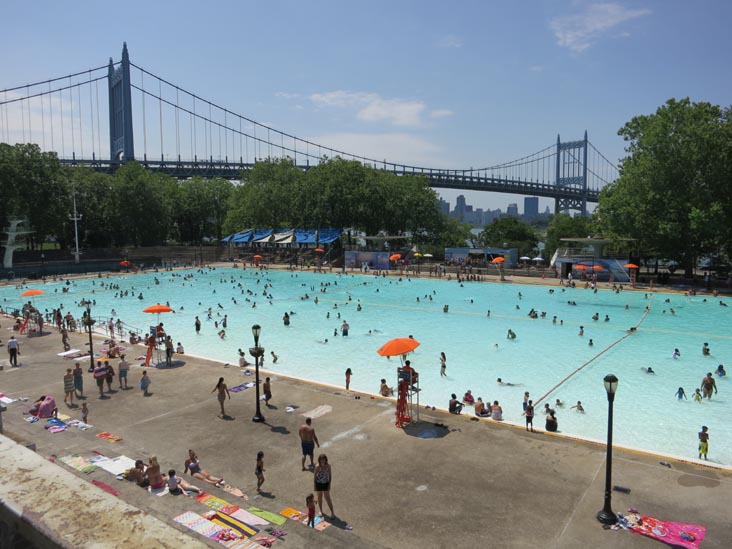 Robert F. Kennedy Bridge and Astoria Pool, Astoria Park, Astoria, Queens, June 28, 2012