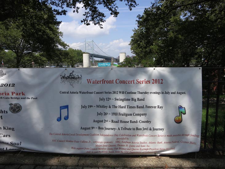 Waterfront Concert Series 2012 Banner Outside Astoria Pool, Astoria Park, Astoria, Queens, August 11, 2012