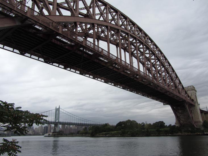 Hell Gate and Robert F. Kennedy Bridges, Shore Boulevard, Astoria Park, Astoria, Queens, September 3, 2012