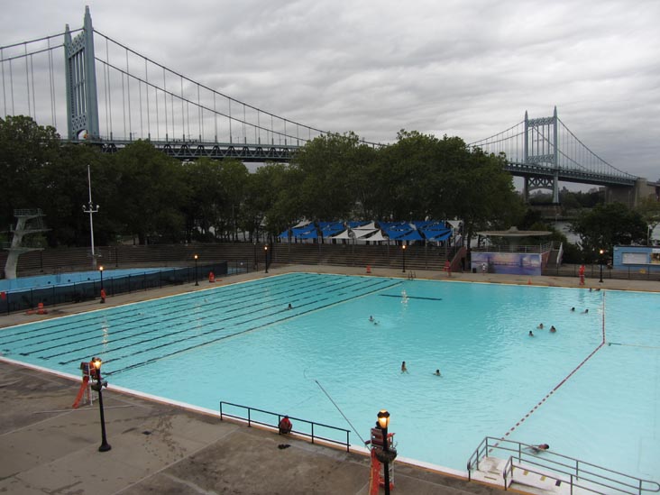 Robert F. Kennedy Bridge and Astoria Pool, Astoria Park, Astoria, Queens, September 3, 2012