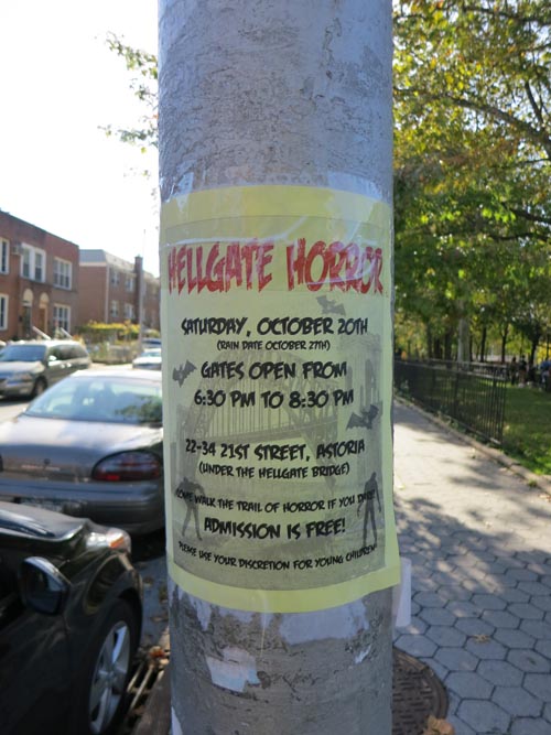 Hellgate Horror Flier, 19th Street Near 23rd Avenue, Astoria Park, Astoria, Queens, October 20, 2012