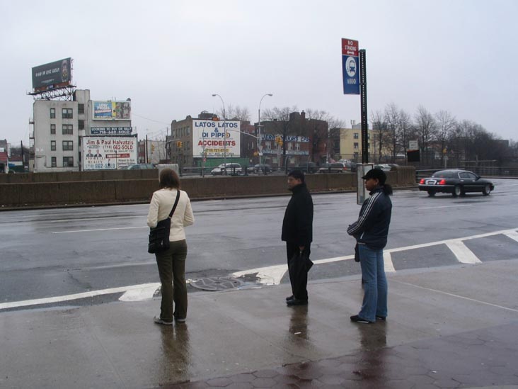 M60 Bus Stop, Columbus Square, Astoria, Queens, February 3, 2006