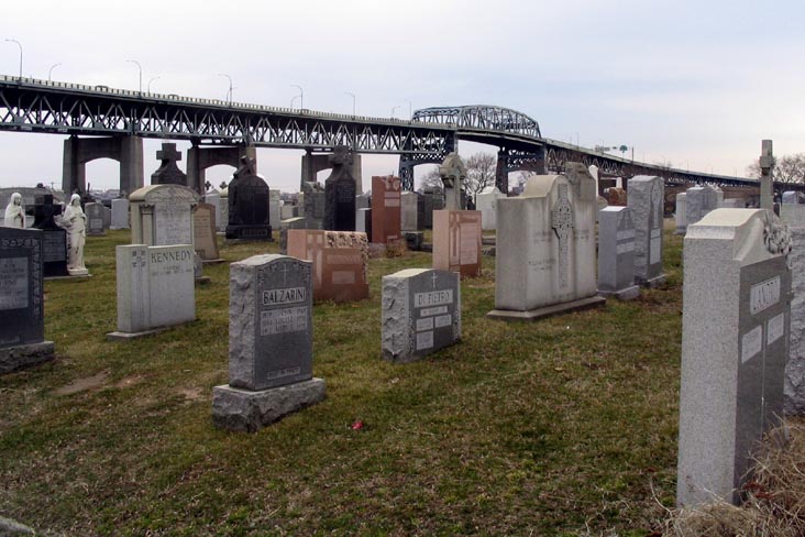Kosciuszko Bridge, Brooklyn-Queens Expressway, from Calvary Cemetery, Queens
