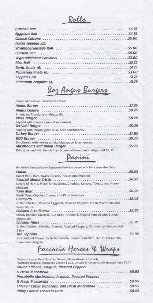 Rolls, Heroes, Burgers and Heroes, Cascarino's Menu, 14-60 College Point Boulevard, College Point, Queens