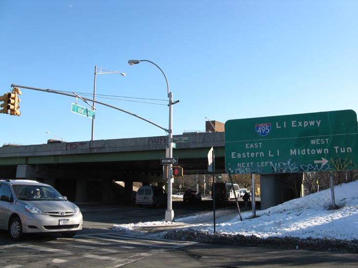 Looking South Down 108th Street From Horace Harding Expressway, NW Corner, Corona, Queens