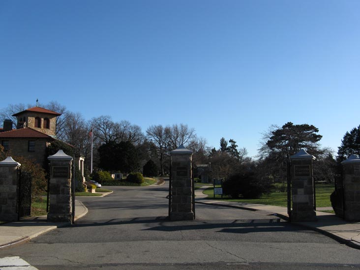 Main Gate, 46th Avenue and Pigeon Meadow Road, SE Corner, Flushing Cemetery, Flushing, Queens