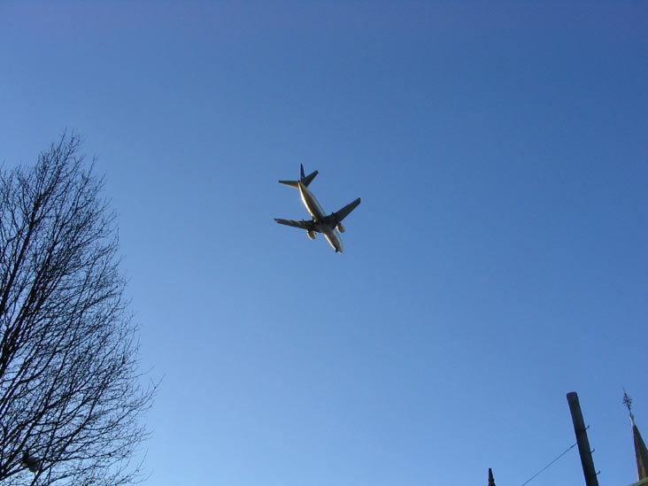 Plane Landing at LaGuardia from Flushing, Queens, January 19, 2004