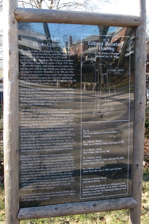 Interpretive Plaque, Martin's Field/The Olde Towne Of Flushing Burial Ground, 46th Avenue Between 164th and 165th Streets, Flushing, Queens