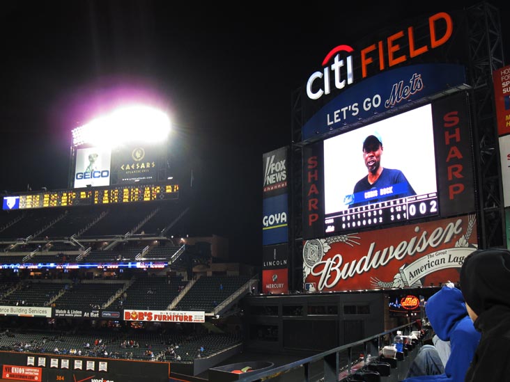 Chris Rock on Jumbotron, New York Mets vs. Chicago Cubs, View From Section 302, Pepsi Porch, Citi Field, Flushing Meadows Corona Park, Queens, April 21, 2010