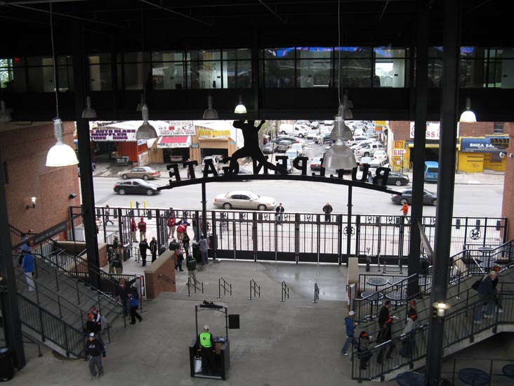 Bullpen Gate, 126th Street and Iron Triangle in Distance, Citi Field, Flushing Meadows Corona Park, Queens, May 6, 2009