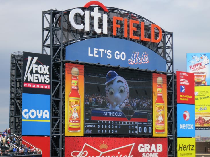 Mr. Met, Jumbotron, New York Mets vs. Arizona Diamondbacks, Section 427, Citi Field, Flushing Meadows Corona Park, Queens, May 6, 2012