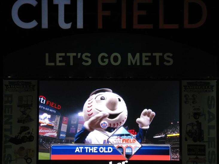 Mr. Met Leading Seventh Inning Stretch On Jumbotron, New York Mets vs. Philadelphia Phillies, Citi Field, Flushing Meadows Corona Park, Queens, May 7, 2009