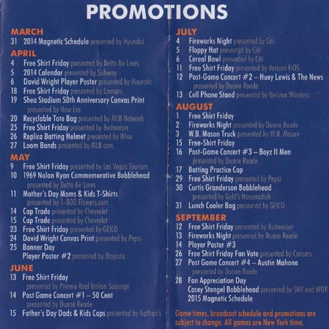 2014 Mets Schedule