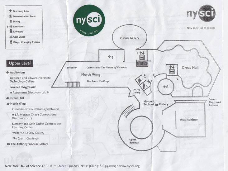Museum Map, New York Hall of Science, 47-01 111th Street, Flushing Meadows Corona Park, Queens