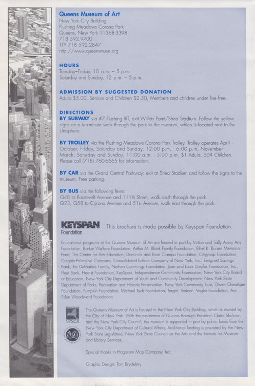 Brochure, The Panorama of the City of New York, Queens Museum of Art, Flushing Meadows Corona Park, Queens