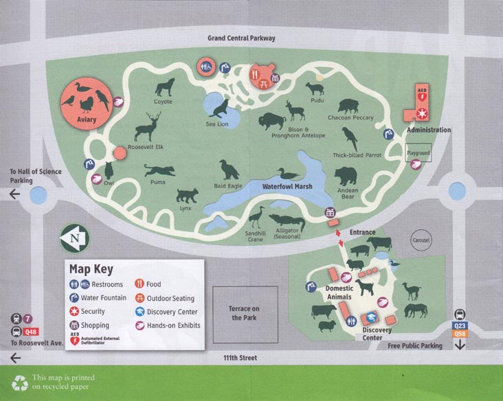 Map, Queens Zoo, 53-51 111th Street, Flushing Meadows Corona Park, Queens