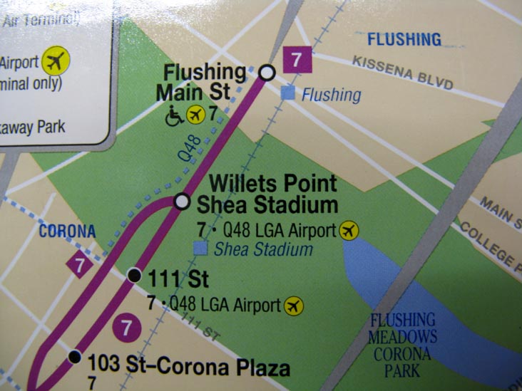 Willets Point-Shea Stadium Stop on Subway Map, Fifth Avenue N/R/W Station, Midtown Manhattan, May 6, 2009