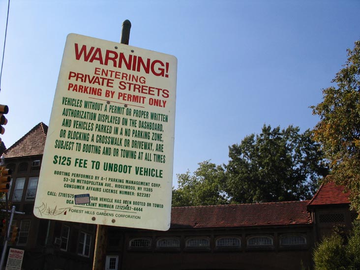 Private Streets Warning Sign, Forest Hills Gardens, Queens