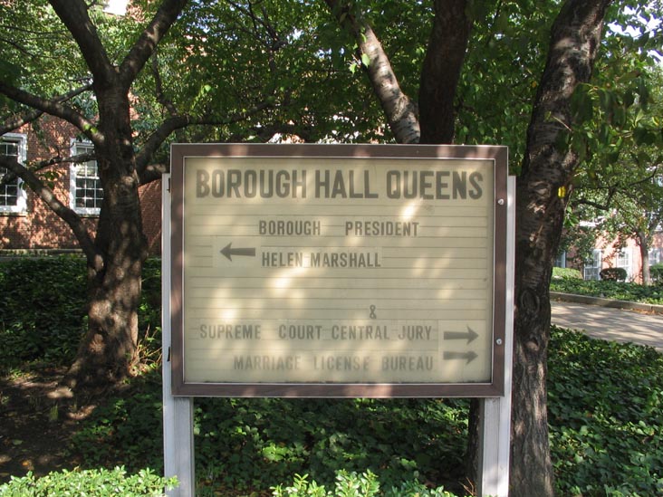 Sign, Queens Borough Hall, 120-55 Queens Boulevard, Kew Gardens, Queens