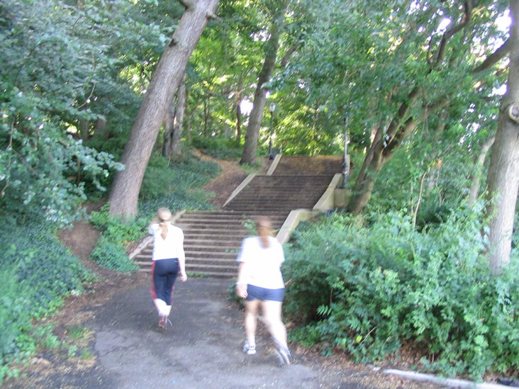 Stairs from the Kissena Lake to the Historic Grove, Kissena Park, Queens