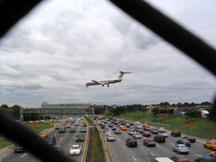 Plane Landing At LaGuardia Airport Over Grand Central Parkway, Queens, New York, October 6, 2006
