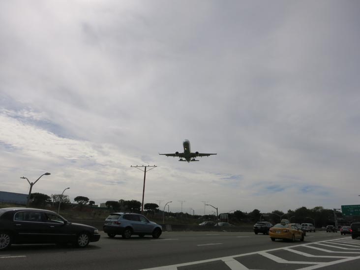 Plane Landing Over Grand Central Parkway at LaGuardia Airport, Queens, New York, September 27, 2015