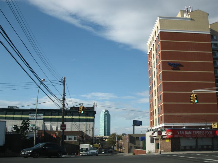 Looking North Up Starr Avenue From Van Dam Street Toward Citibank Building, Blissville, Queens, October 16, 2011