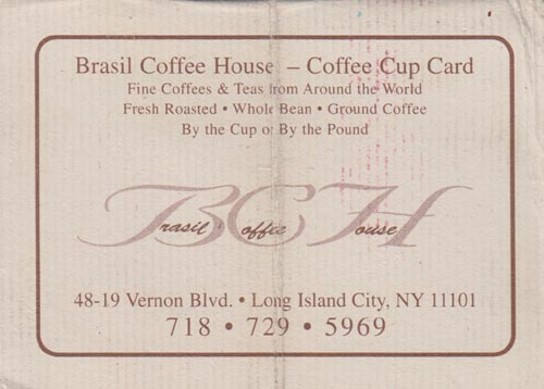 Brasil Coffee House Coffee Club Card
