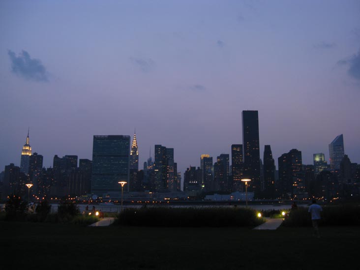 Midtown Manhattan Skyline From North Recreation and Interpretive Area, Gantry Plaza State Park, Hunters Point, Long Island City, Queens, August 4, 2009, 8:22 p.m.