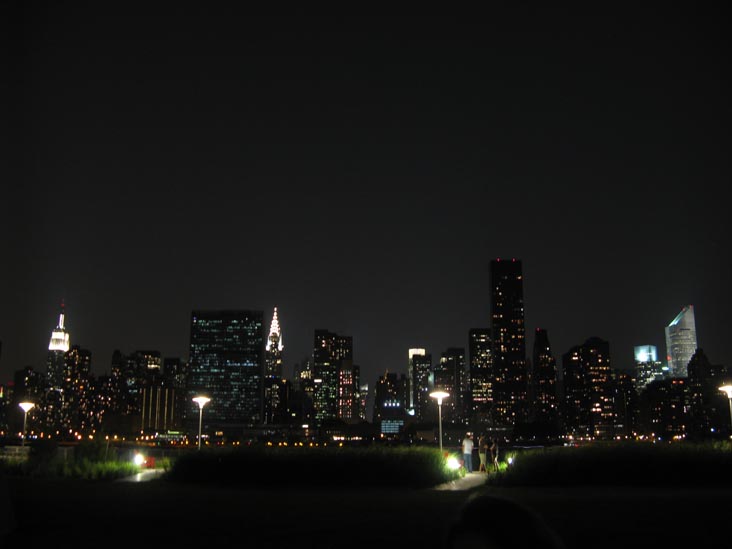 Midtown Manhattan Skyline From North Recreation and Interpretive Area, Gantry Plaza State Park, Hunters Point, Long Island City, Queens, August 4, 2009, 9:12 p.m.